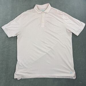 Peter Millar Mens Large Pink Stripe‎ Golf Polo Shirt